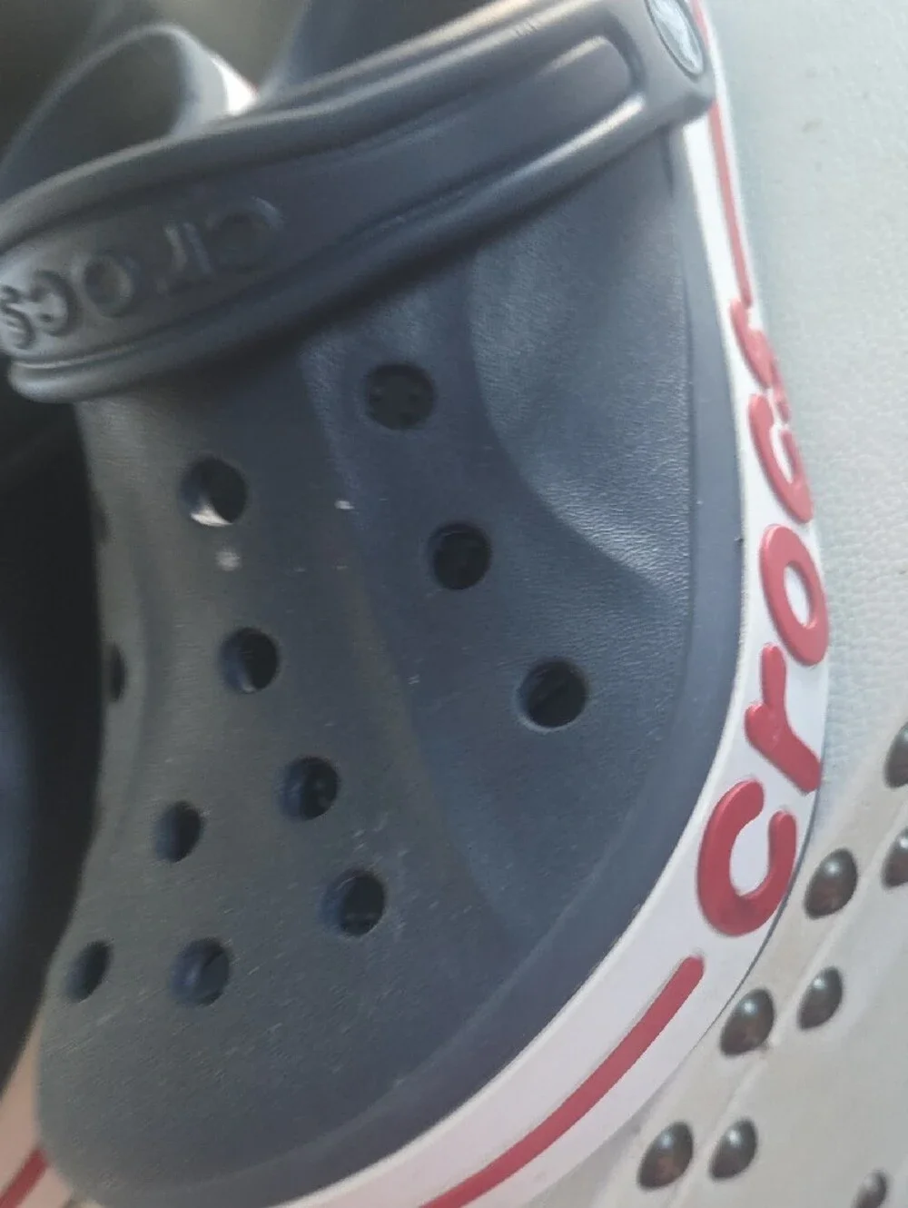 CROCS Kids Navy Clogs with Red and White Stripe